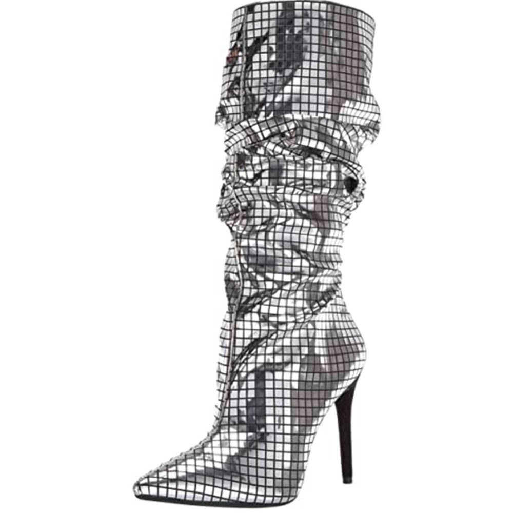 MIRRORBALL Jessica Simpson Leonelle boot 10 RARE STUDIO 54 RAVECORE Y2K